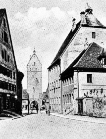 Postkarte vom Storchennest auf dem Alten Rathaus in Dinkelsbühl